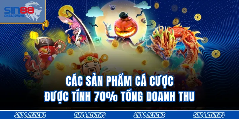 Các sản phẩm cá cược được tính 70% tổng doanh thu